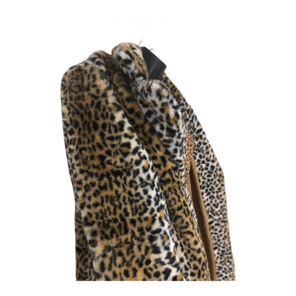 Stoosh glamorous diva cheetah spotted leopard print luxe faux fur coat size L - Picture 6 of 12
